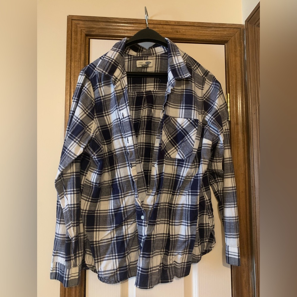 Old navy button down, navy blue and white